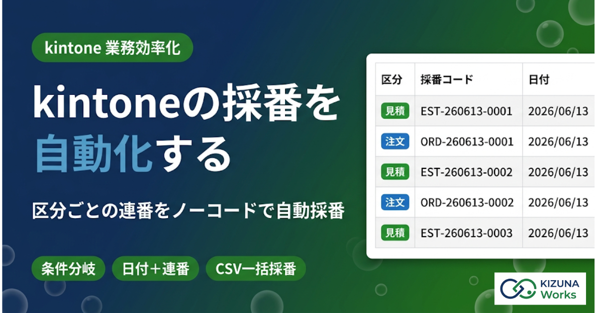 2026年版】kintoneで自動採番する方法｜標準の限界と条件分岐での実現